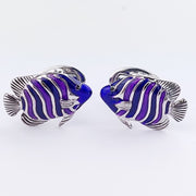 Colorful Stripe Fish Sterling Silver Cufflinks