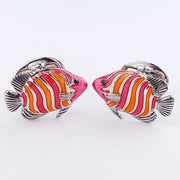 Colorful Stripe Fish Sterling Silver Cufflinks