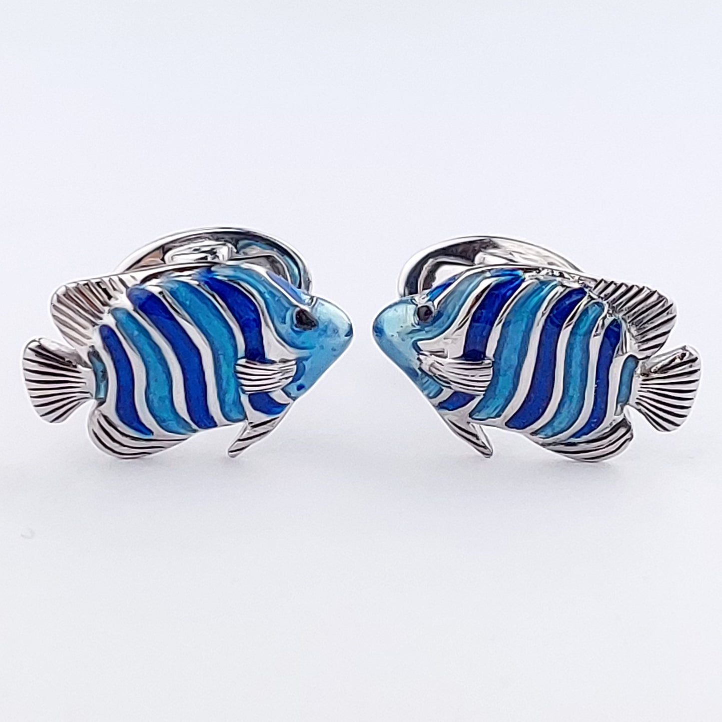 Colorful Stripe Fish Sterling Silver Cufflinks