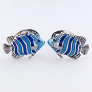 Colorful Stripe Fish Sterling Silver Cufflinks