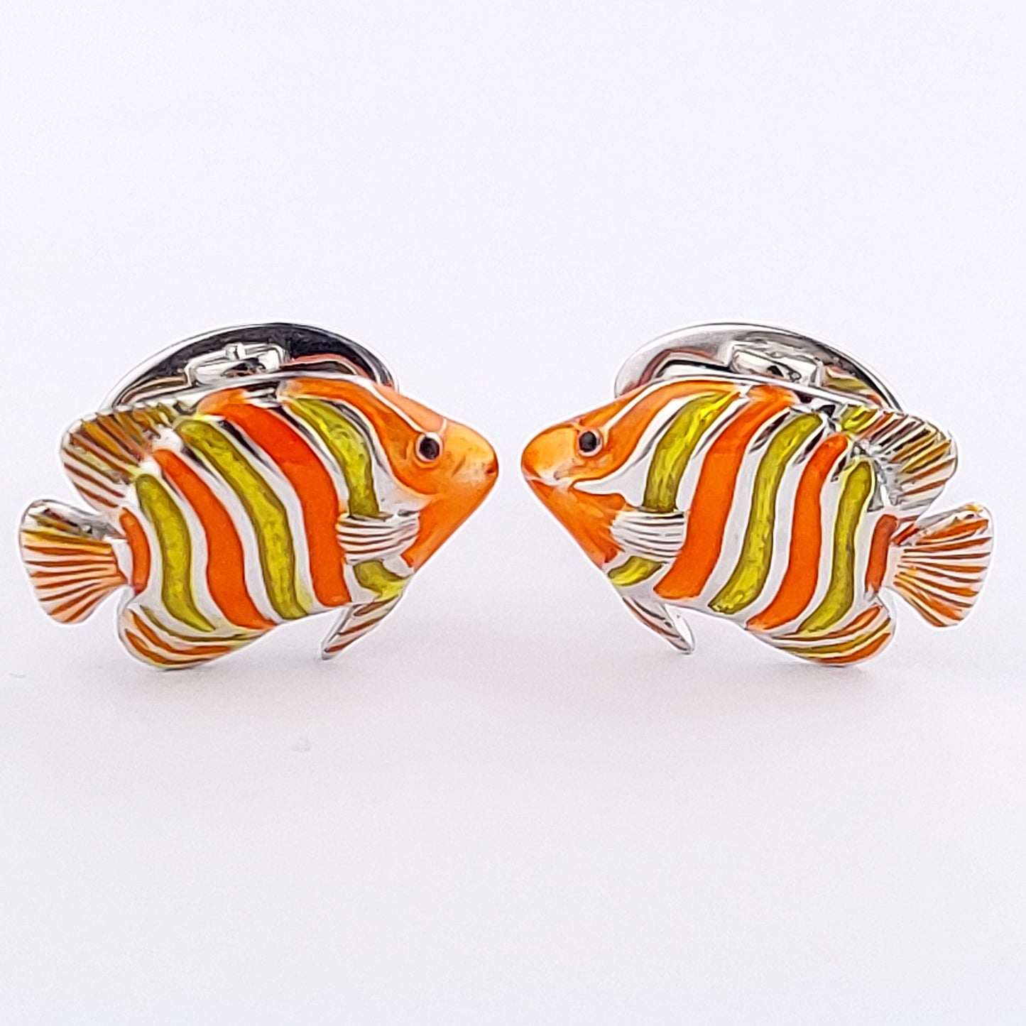 Colorful Stripe Fish Sterling Silver Cufflinks