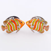 Colorful Stripe Fish Sterling Silver Cufflinks