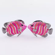 Colorful Stripe Fish Sterling Silver Cufflinks
