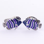 Colorful Stripe Fish Sterling Silver Cufflinks