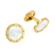 Rivet Etch Gemstone 18 Karat Gold Cufflinks
