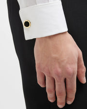 Rivet Etch Gemstone 18 Karat Gold Cufflinks