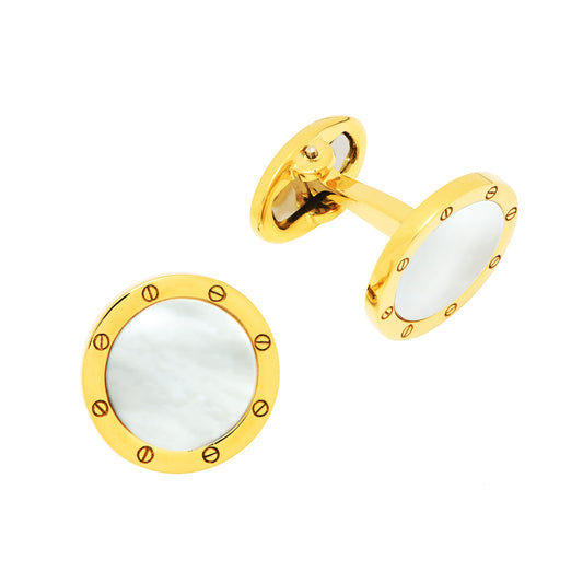 WHITE PEARL 18KARAT GOLD CUFFLINKS