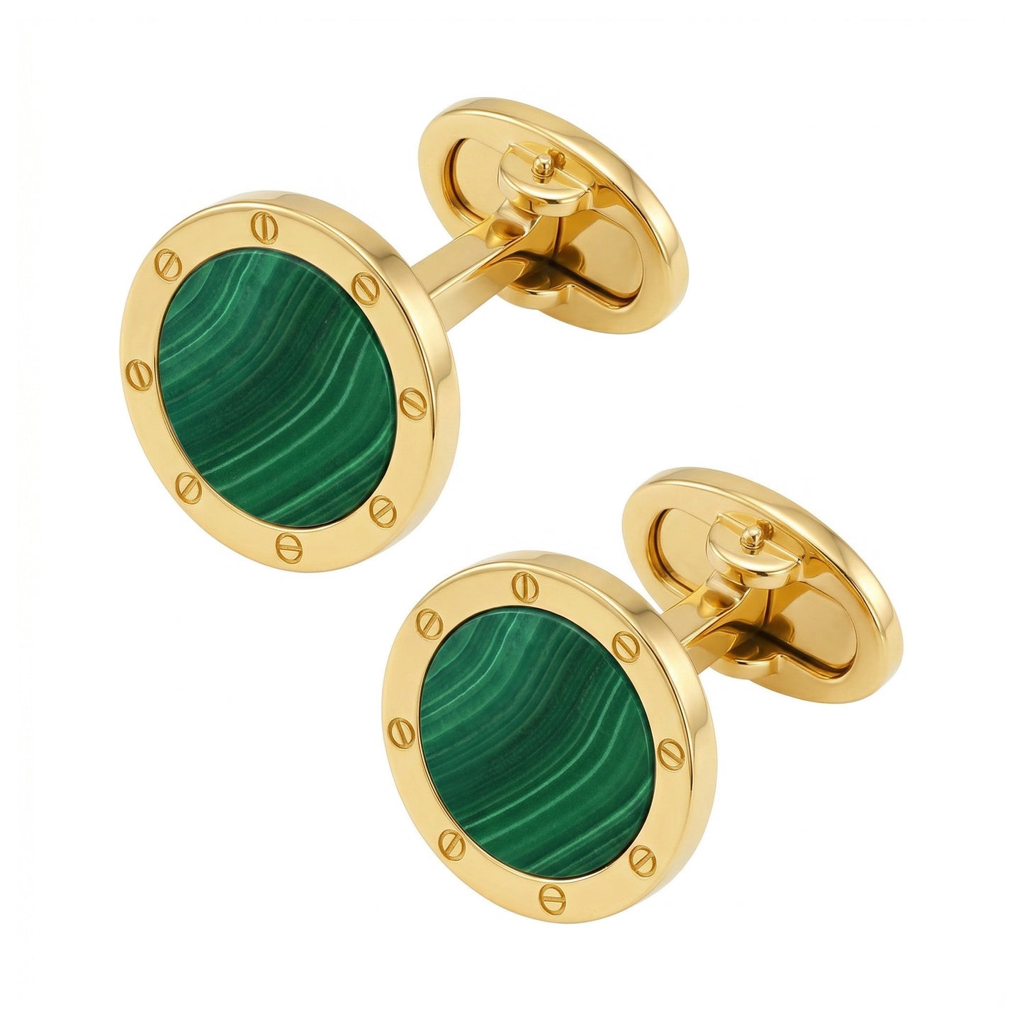 Rivet Etch Gemstone 18 Karat Gold Cufflinks