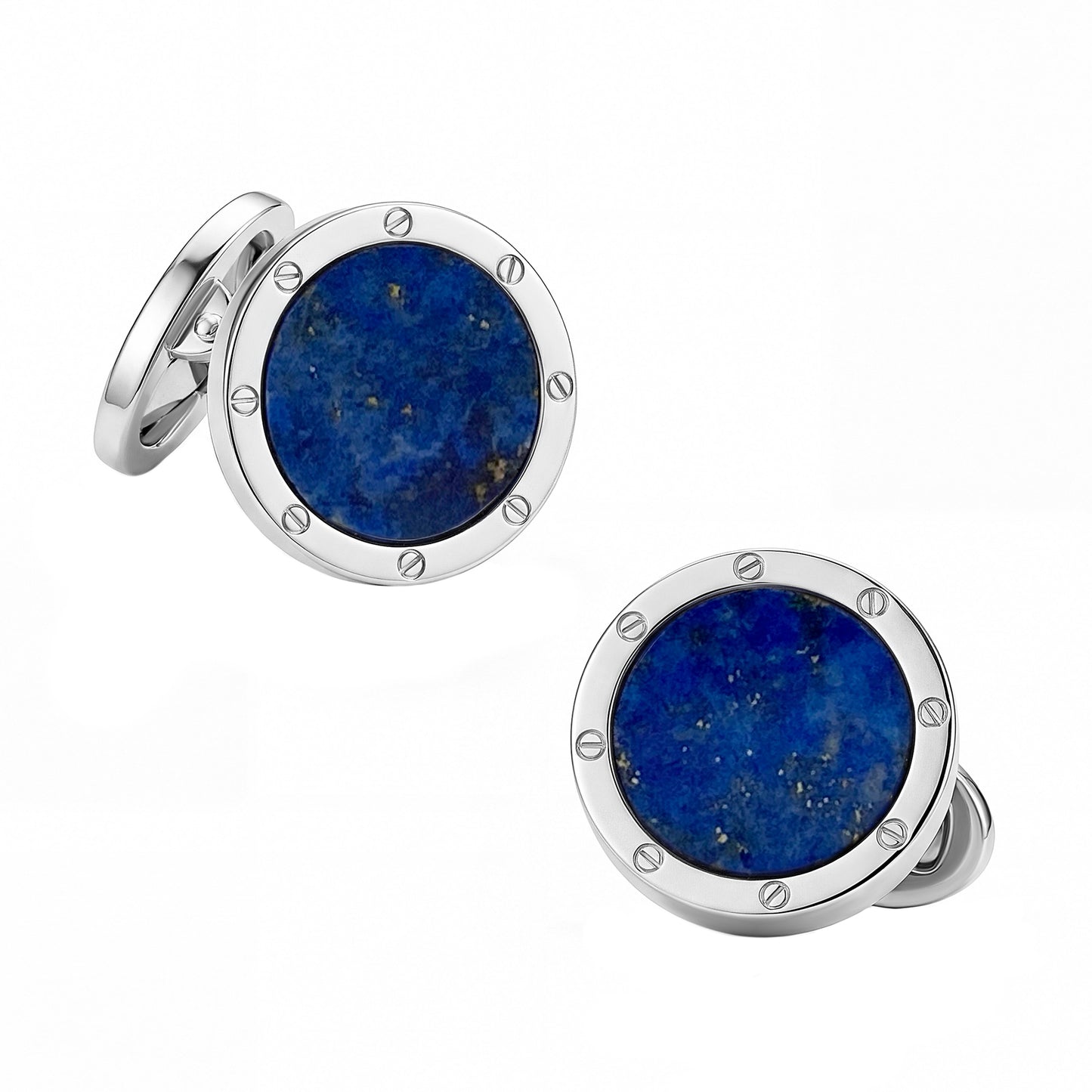 Rivet Etch Gemstone Sterling Cufflinks