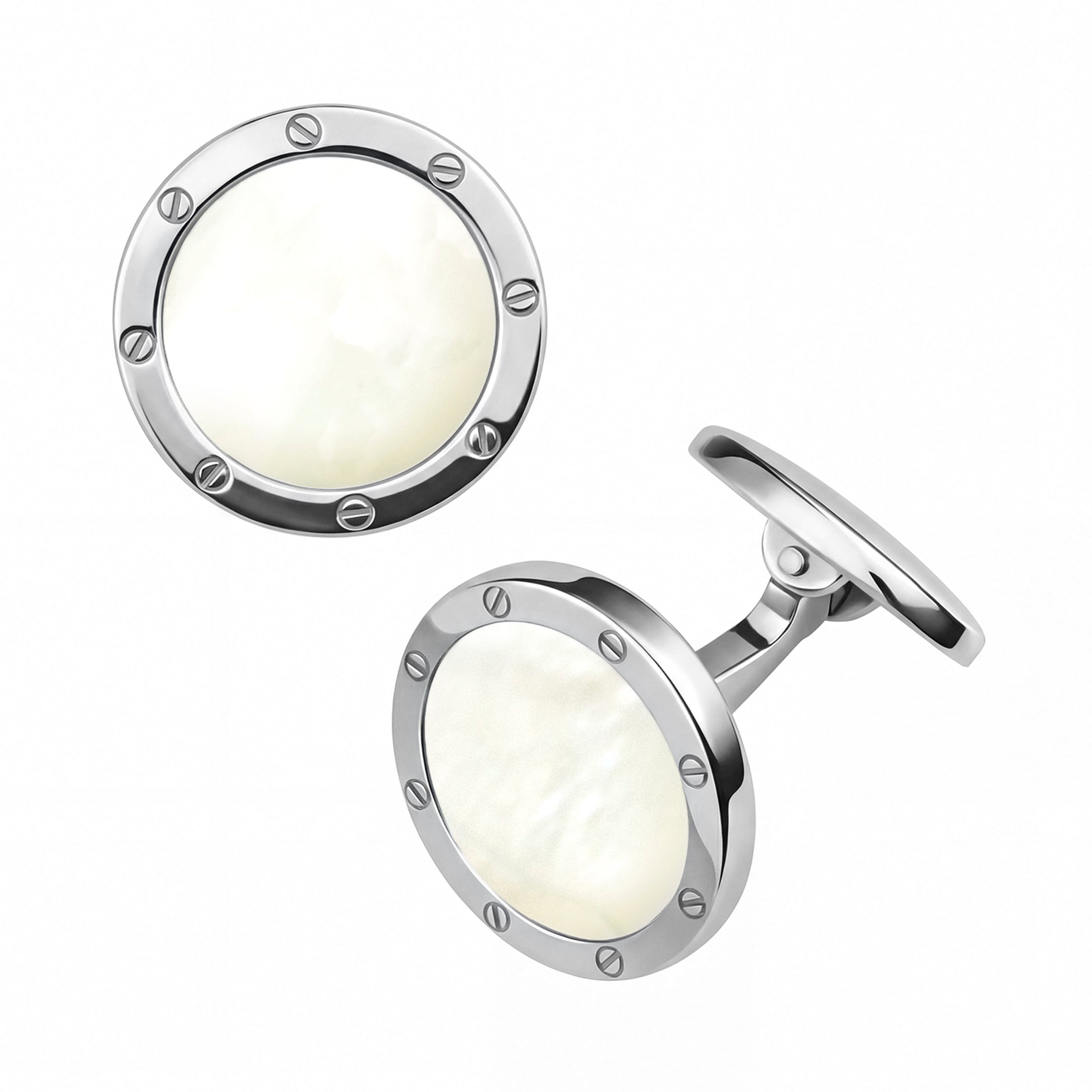 Sterling Silver & Lapis Gemstone Rivet Etch Detail Cufflinks – Jan