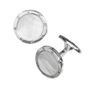 Rivet Etch Mother of Pearl Sterling Cufflinks