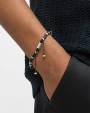 Men's black and natural bone heishi disc bead bracelet with sterling silver Jan Leslie, Jan Leslie