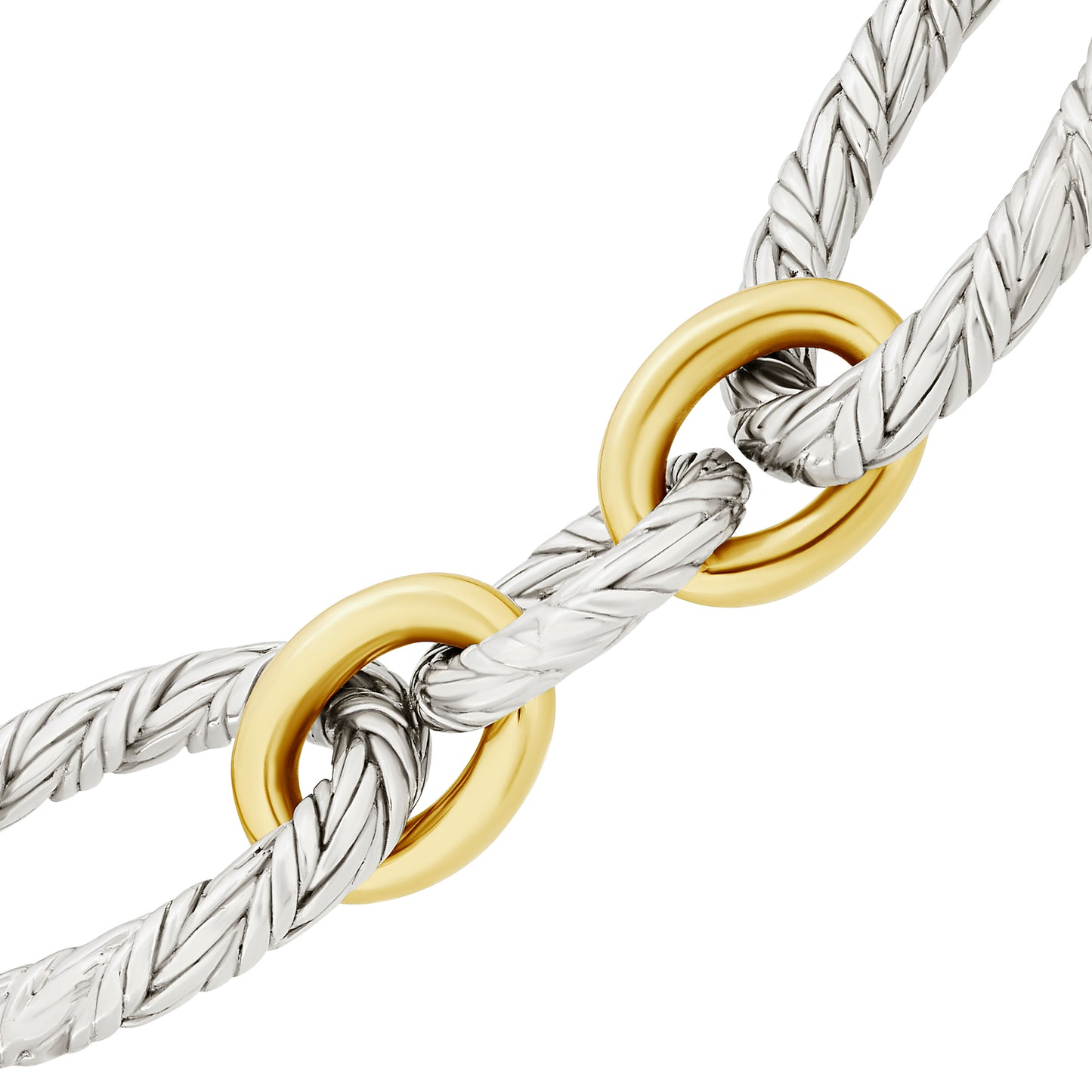 Mariselle Sterling Silver with 18k Gold Double Oval Link Bracelet