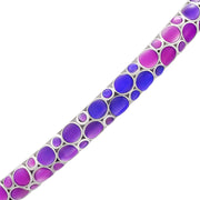  Sterling silver blue purple ombre bubble enamel bangle bracelet angled close-up showing full gradient bubble enamel detail and polished inner surface by Jan Leslie