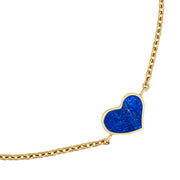 Blue lapis heart pendant gold cable chain bracelet : Jan Leslie