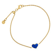 Blue lapis heart pendant gold cable chain bracelet with lobster clasp — Jan Leslie
