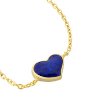 Blue lapis heart pendant gold cable chain bracelet with lobster clasp — Jan Leslie