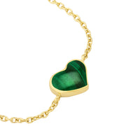 18K Gold Vermeil Malachite Heart Chain Bracelet | Jan Leslie