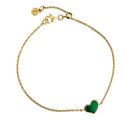 18K Gold Vermeil Malachite Heart Chain Bracelet