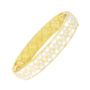 : 18K Gold Vermeil White Mother-of-Pearl Petal Seed of Life Hinged Cuff Bangle | Jan Leslie