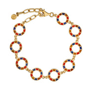 Multicolor stone tile inlay open circle station gold bracelet with adjustable lobster clasp — Jan Leslie