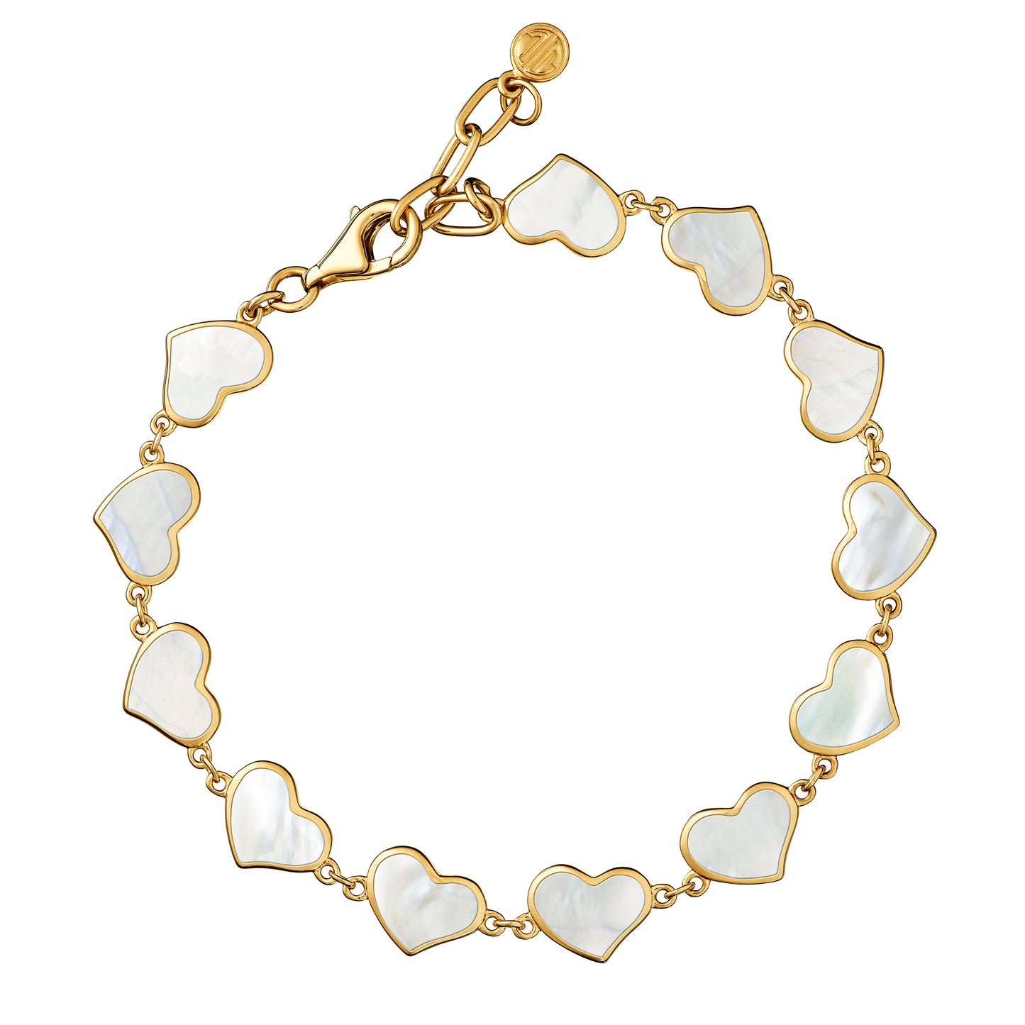 All Around Gemstone Heart Sterling Silver Bracelet with 18K Gold Vermeil