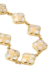 18K Gold Vermeil White Mother-of-Pearl Petal Seed of Life Station Bracelet | Jan Leslie