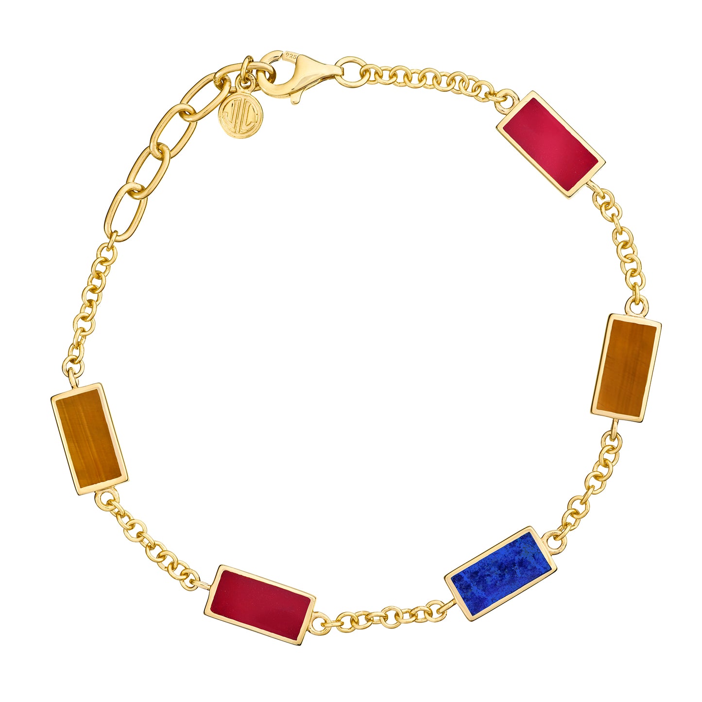 Dash Multicolor Gemstone Gold Vermeil Sterling Link Bracelet