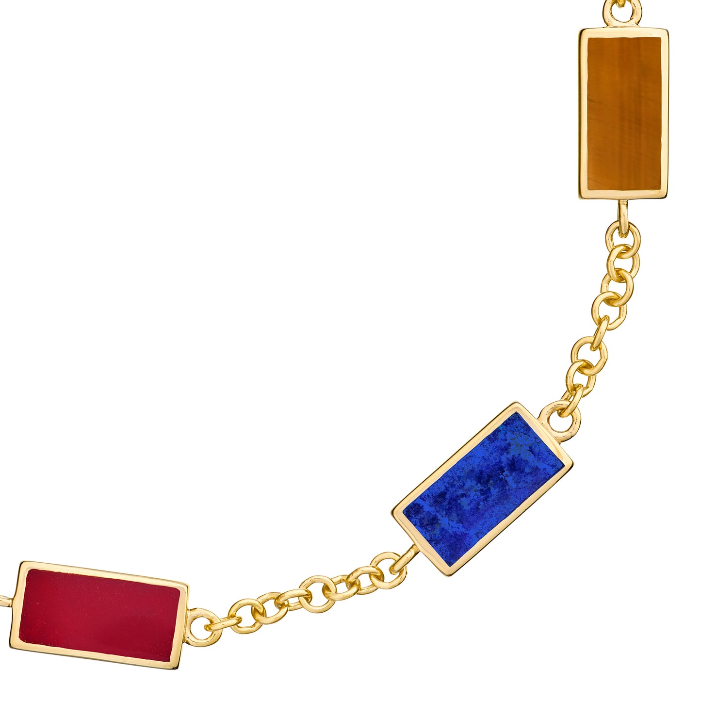 Dash Multicolor Gemstone Gold Vermeil Sterling Link Bracelet