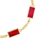 Dash Rectangle Gemstone Gold Vermeil Sterling Link Bracelet