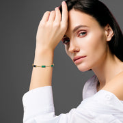 Dash Rectangle Gemstone Gold Vermeil Sterling Link Bracelet