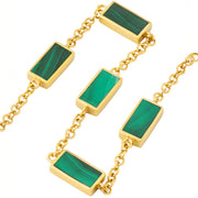 Dash Rectangle Gemstone Gold Vermeil Sterling Link Bracelet