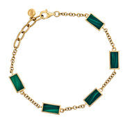 Dash Rectangle Gemstone Gold Vermeil Sterling Link Bracelet
