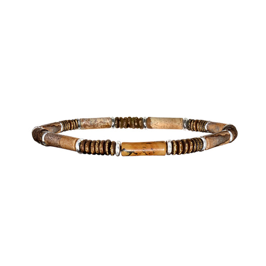Gemstone Cylinder Sterling Pull Cord Bracelet