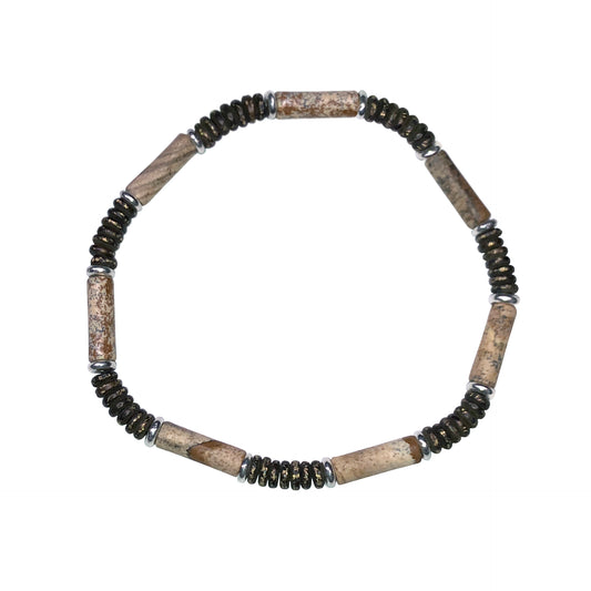 Gemstone Cylinder Sterling Flex Bracelet