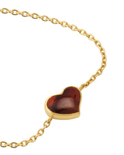Rose Gold Vermeil Red Tiger Eye Heart Chain Bracelet