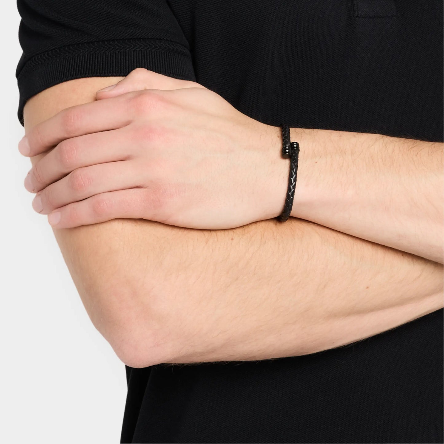 Braided Leather Bracelet with Flexible Spring Fit