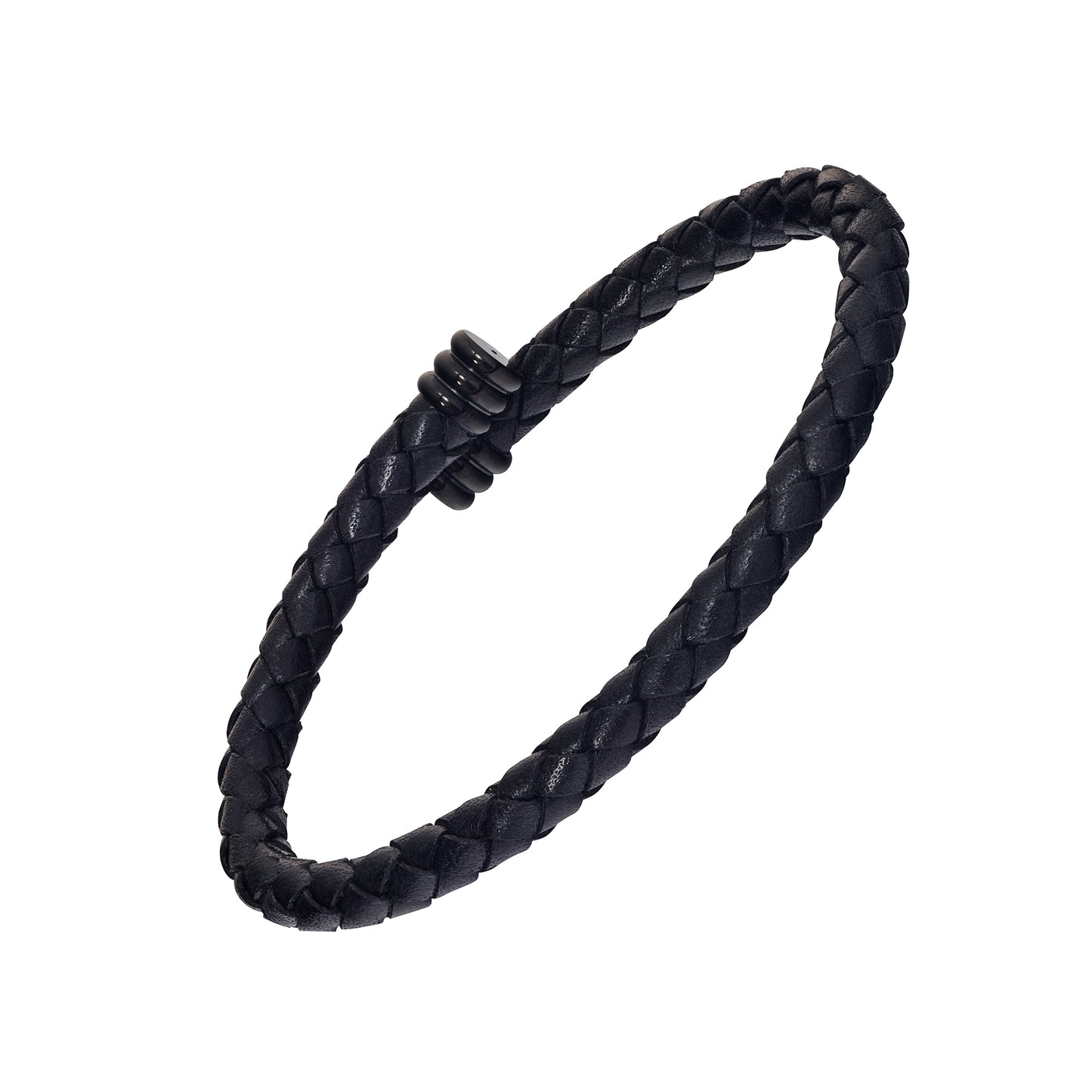 Braided Leather Bracelet with Flexible Spring Fit