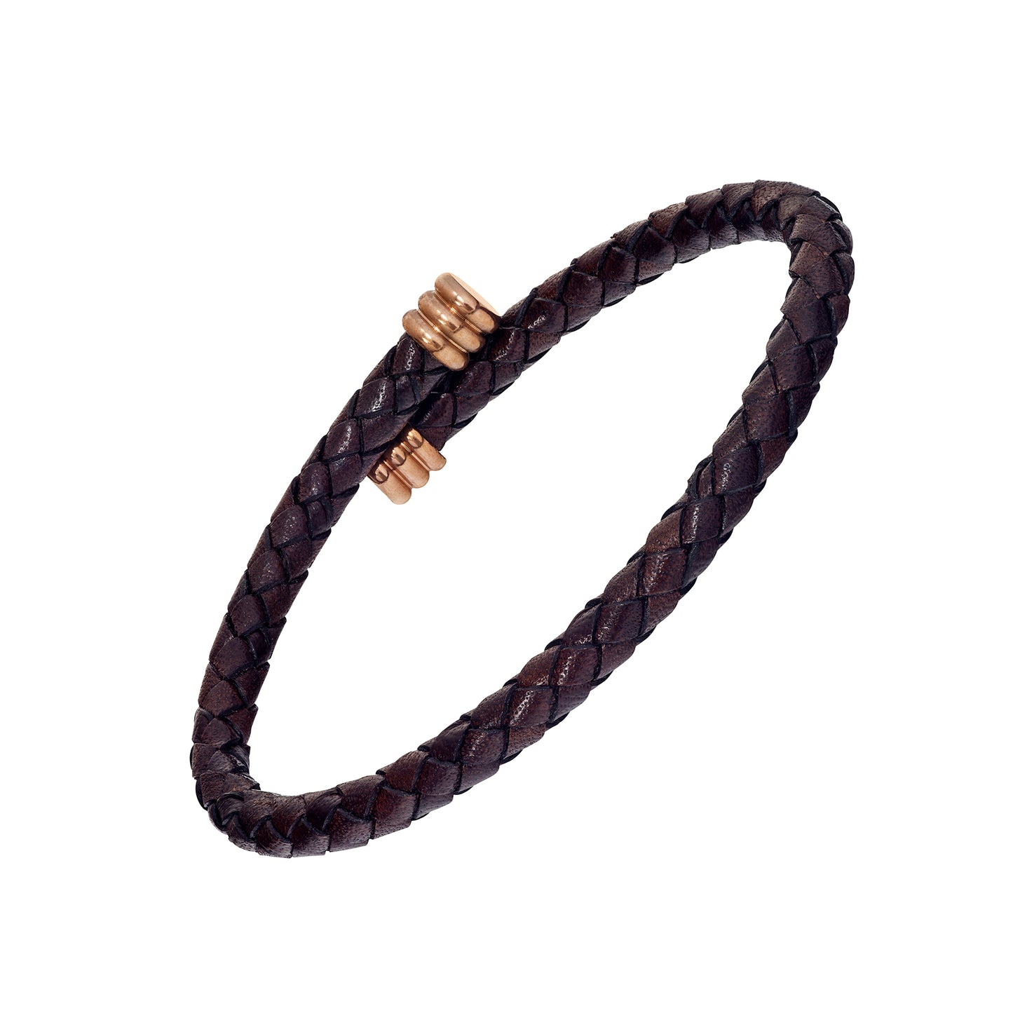 Braided Leather Bracelet with Flexible Spring Fit