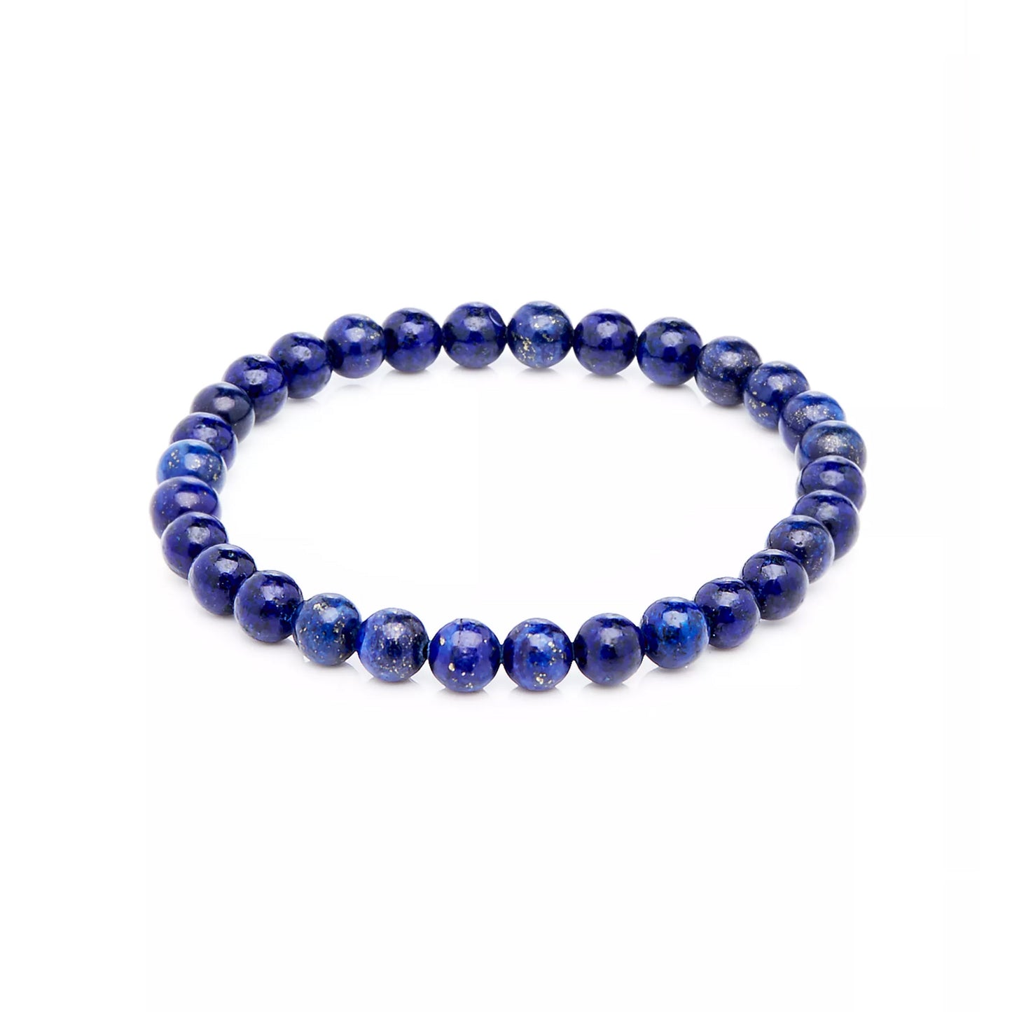 6mm Lapis Gemstone Beaded Elastic Bracelet