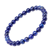 Lapis lazuli round bead stretch bracelet with natural pyrite flecks on elastic cord — Jan Leslie