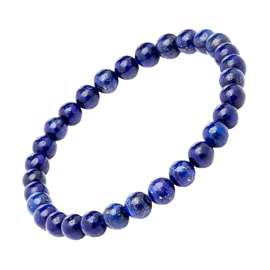 6mm Lapis Gemstone Beaded Elastic Bracelet