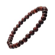 Polished golden-brown tiger's eye round bead stretch bracelet 