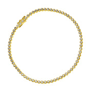 Round CZ bezel-set tennis bracelet in gold-plated sterling silver with box clasp — Jan Leslie
