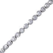  Sterling silver bezel-set white topaz tennis bracelet by Jan Leslie