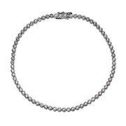 Round CZ bezel-set tennis bracelet in rhodium-plated sterling silver with box clasp — Jan Leslie