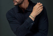 Faceted emerald rondelle bracelet with gold vermeil spacers and lobster clasp