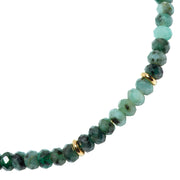 Faceted emerald rondelle bracelet with gold vermeil spacers and lobster clasp