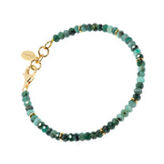 Faceted emerald rondelle bracelet with gold vermeil spacers and lobster clasp