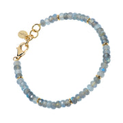 Faceted labradorite rondelle bracelet with gold vermeil spacers and lobster clasp